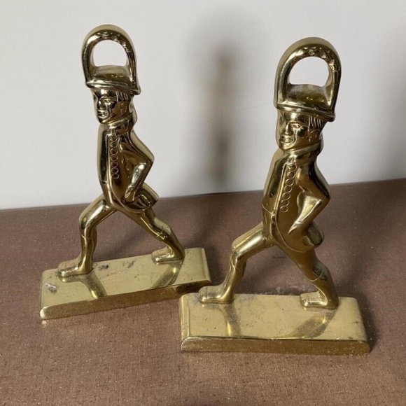 Vintage Hessian Soldier Cast Brass Door Stop - a pair
